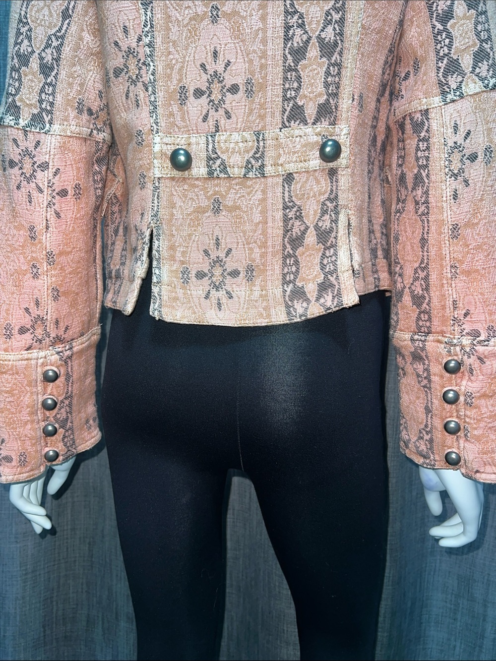 NWOT Free People Lotty 100% Cotton Jacquard Band Jacket Dusty Rose XS - Picture 14 of 14